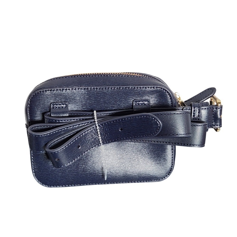 Lauren Ralph Lauren Navy Leather‎ Mini Belt Bag Gold Hardware Adjustable Strap - Picture 9 of 12